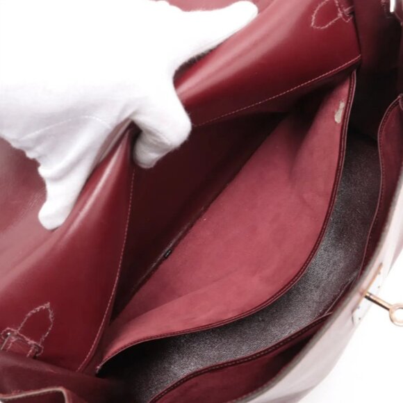 Hermes Kelly 35 Le Tournay Leather Handbag Rouge H - Picture 8 of 14